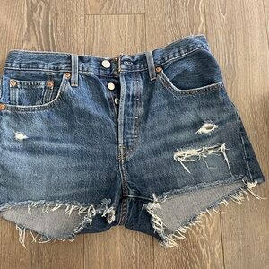 Levi's Blue Distressed Jean Shorts